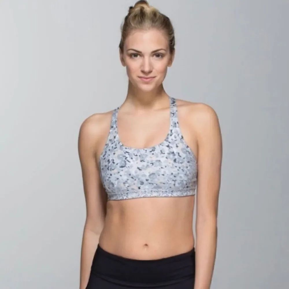 Lululemon Top Speed Bra Gray Floral 8